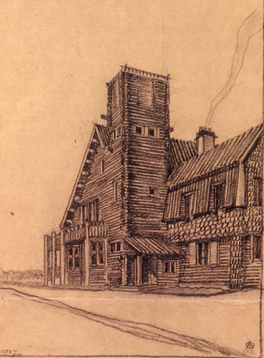 Дача Л. Андреева - вилла Аванс. Рисунок арх. А.Оля, 1907.jpg