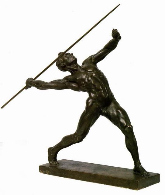манМ.Г.Метание копья.1927. Гипс тонированный. 40,8х19х36.jpg