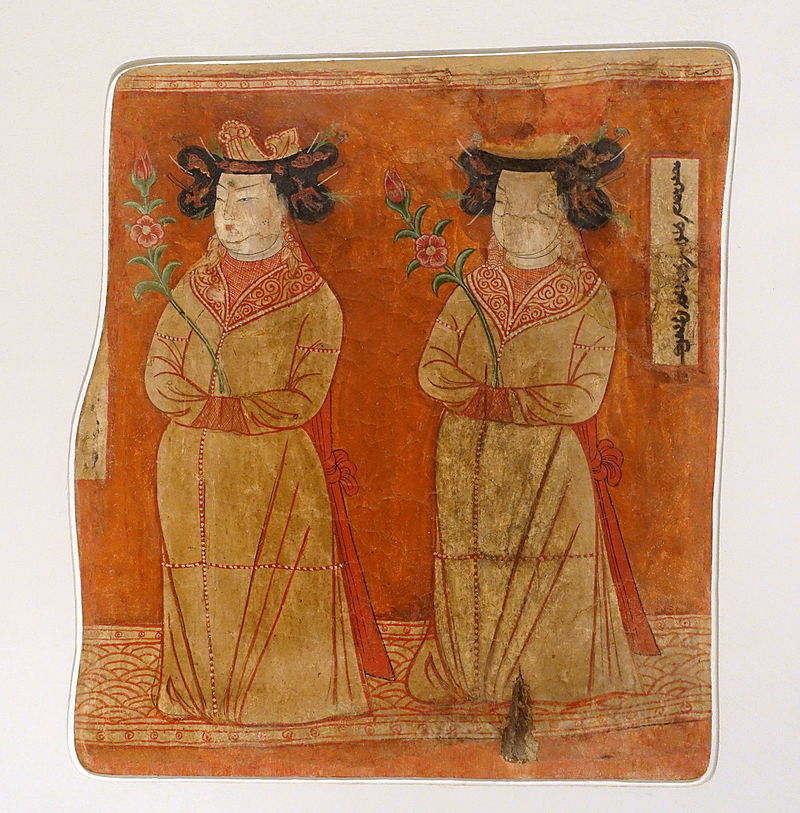 8-9 безекликUighur_princesses,_Bezeklik,_Cave_9,_c._8th-9th_century_AD,_wall_painting_-.JPG