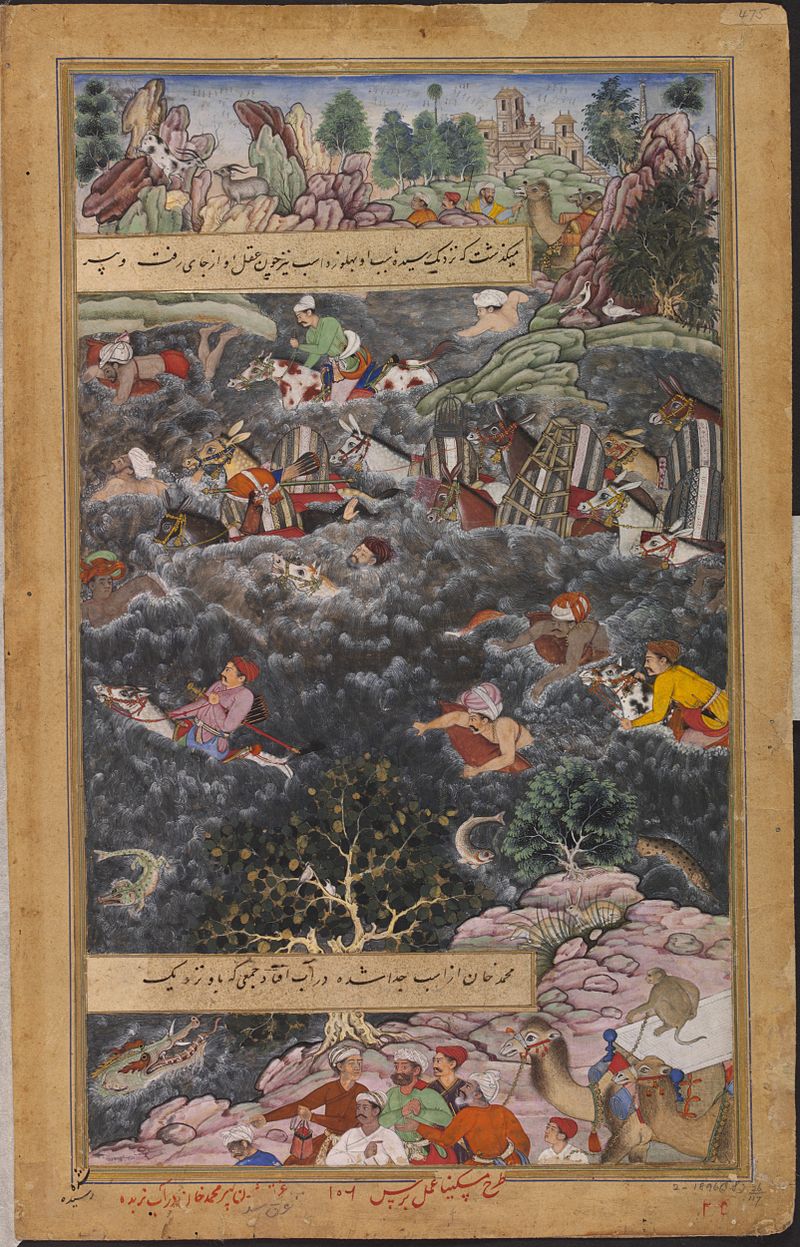 800px-1562-Pir_Muhammad_Drowns_While_Crossing_the_Narbada-Akbarnama.jpg