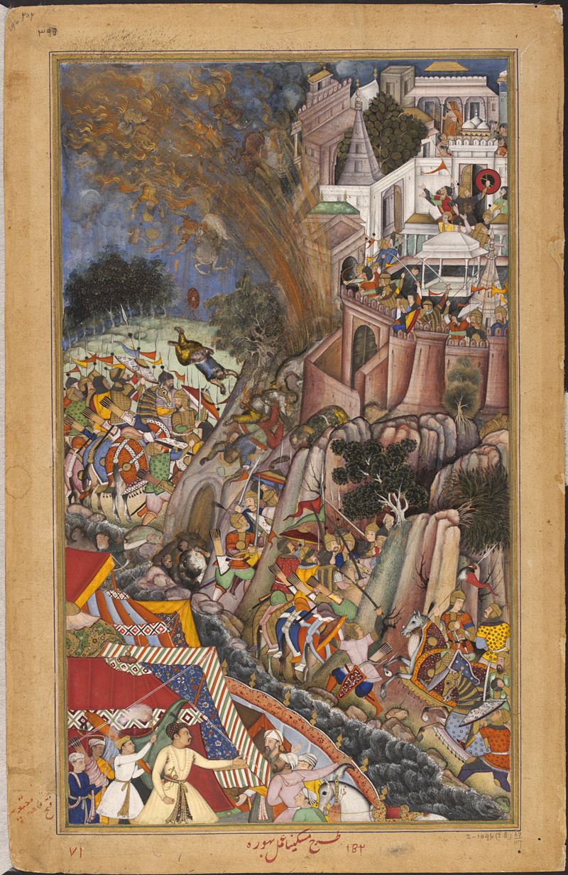 800px-1567-A_mine_explodes_during_the_siege_of_Chitor-left-Akbarnama-large.jpg