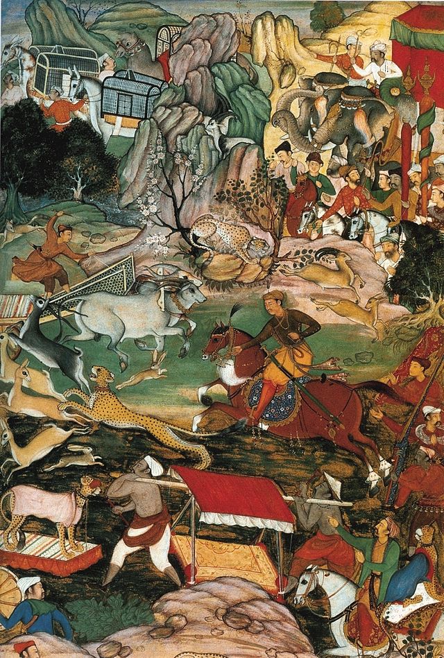 Basawan._Akbar_hunts_in_the_neighbourhood_of_Agra._Akbarnama_1590-95_Victoria_and_Albert_Museum..jpg